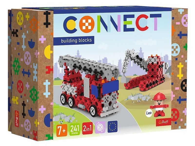 Конструктор 2 в 1 Trefl Connect Пожежна машина та гусеничний екскаватор, 241 елемент 61972 bab-396105 фото