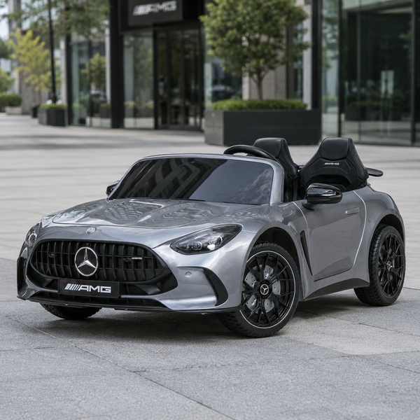 Дитячий електромобіль Mercedes-AMG GT R Roadster M 6313 (MP4)EBLRS-11 сірий, двомісний, 4 мотори по 200W, MP4, Bluetooth, EVA, екошкіра, автопофарбування mp-343648 фото
