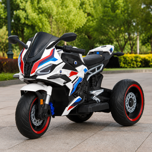 Детский мотоцикл BMW S1000RR M 6143EL-1 белый, 2 мотора по 25W, EVA, экокожа, MP3, Bluetooth mp-313193 фото