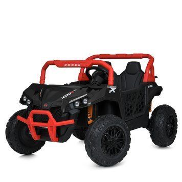 Джип M 5911EBLR-3-2 24V 1шт 1*12V7AH, 2*150W, шкіра, TF, муз, свет, MP3, USB, TF, APP, черв.-чорний mp-304780 фото