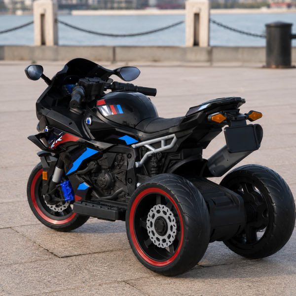 Детский мотоцикл BMW S1000RR M 6143EL-2 черный, 2 мотора по 25W, EVA, экокожа, MP3, Bluetooth mp-313194 фото