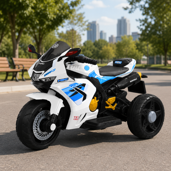 Дитячий мотоцикл Honda CBR1000RR Fireblade M 6220ELR-1, 2 мотори по 35W, EVA, шкіра, Bluetooth, MP3, білий mp-320514 фото