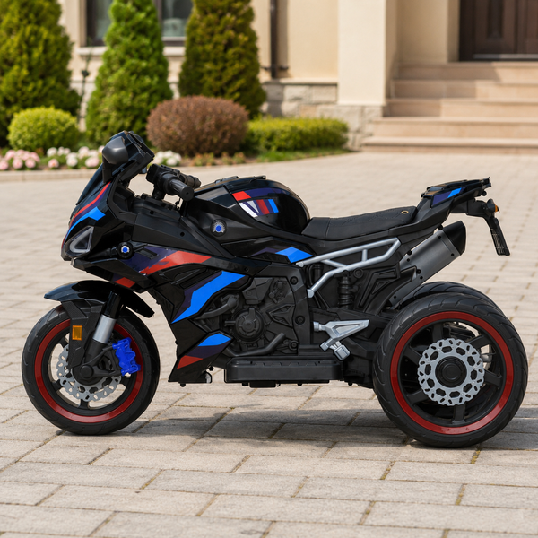 Детский мотоцикл BMW S1000RR M 6143EL-2 черный, 2 мотора по 25W, EVA, экокожа, MP3, Bluetooth mp-313194 фото