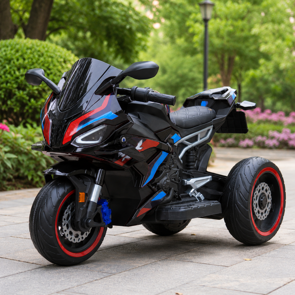 Детский мотоцикл BMW S1000RR M 6143EL-2 черный, 2 мотора по 25W, EVA, экокожа, MP3, Bluetooth mp-313194 фото