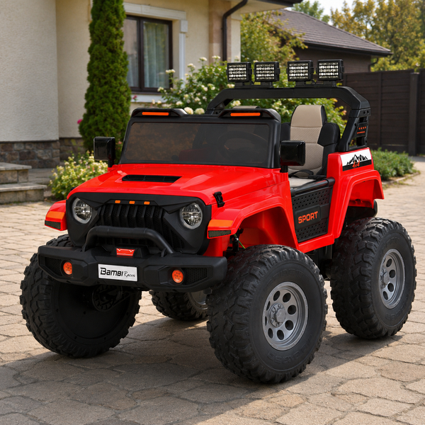 Детский электромобиль Джип Jeep Wrangler M 6204EBLR-3 двухместный красный, 4 мотора по 45W, EVA, кожа, MP3, USB, Bluetooth mp-317866 фото