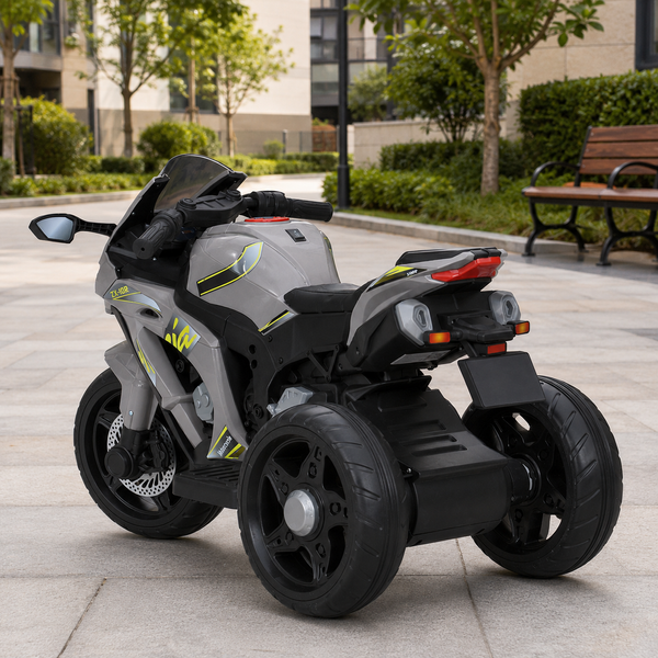 Дитячий мотоцикл Kawasaki Ninja ZX-10R M 5806EL-11 сірий, 2 мотори по 35W, EVA, шкіра, MP3, Bluetooth mp-296293 фото