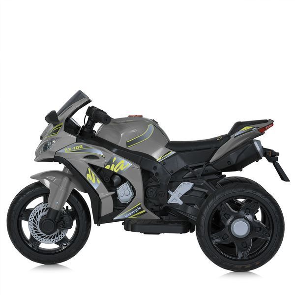 Дитячий мотоцикл Kawasaki Ninja ZX-10R M 5806EL-11 сірий, 2 мотори по 35W, EVA, шкіра, MP3, Bluetooth mp-296293 фото