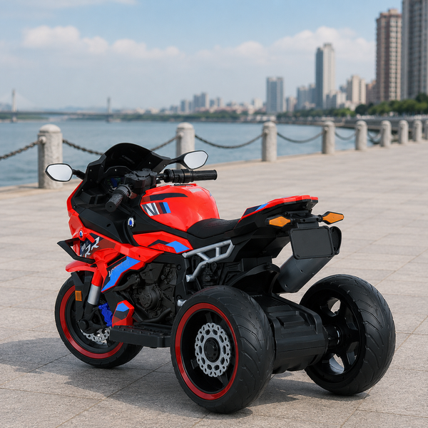 Дитячий мотоцикл BMW S1000RR M 6143EL-3 червоний, 2 мотори по 25W, EVA, екошкіра, MP3, Bluetooth mp-313195 фото