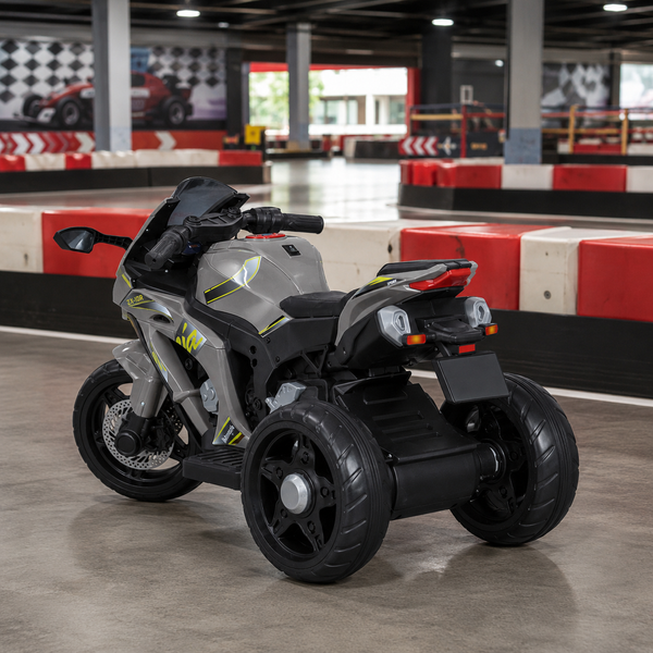 Дитячий мотоцикл Kawasaki Ninja ZX-10R M 5806EL-11 сірий, 2 мотори по 35W, EVA, шкіра, MP3, Bluetooth mp-296293 фото