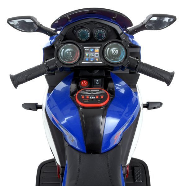 Дитячий мотоцикл Yamaha YZF-R1 Bambi M 4840ALR-4 синій з пультом керування, 2 мотори по 25W, гумові колеса, шкіра, MP3 mp-336484 фото