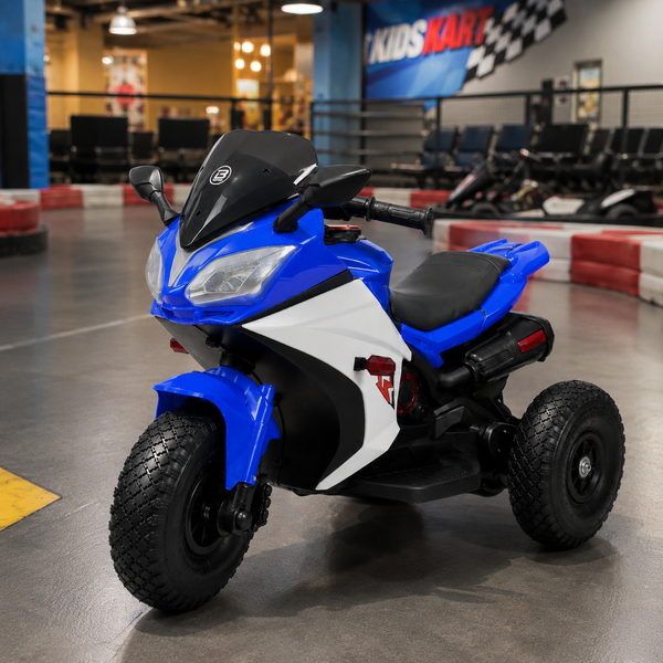 Дитячий мотоцикл Yamaha YZF-R1 Bambi M 4840ALR-4 синій з пультом керування, 2 мотори по 25W, гумові колеса, шкіра, MP3 mp-336484 фото