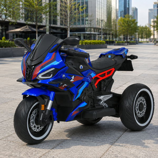 Детский мотоцикл BMW S1000RR M 6143EL-4 голубой, 2 мотора по 25W, EVA, экокожа, MP3, Bluetooth mp-313196 фото