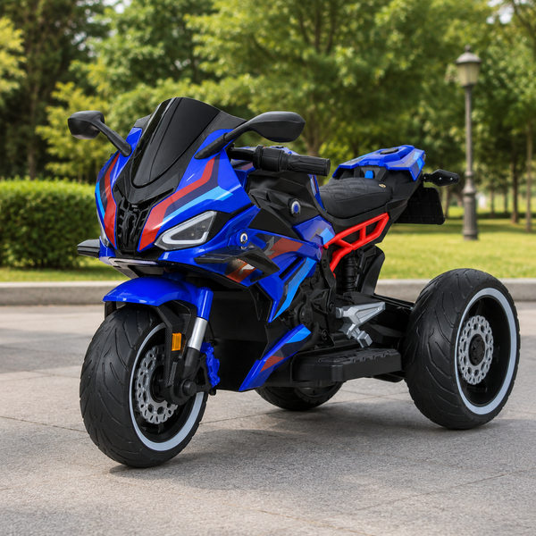 Детский мотоцикл BMW S1000RR M 6143EL-4 голубой, 2 мотора по 25W, EVA, экокожа, MP3, Bluetooth mp-313196 фото