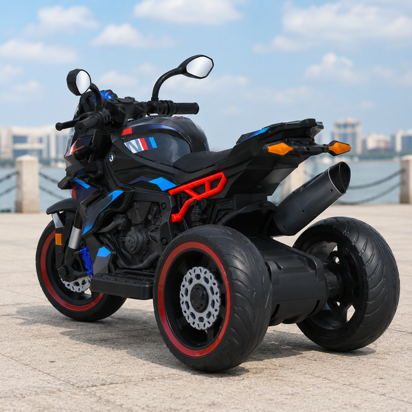 Детский мотоцикл BMW S1000R M 6142EL-2 черный, 2 мотора по 25W, EVA, кожа, Bluetooth, MP3 mp-313191 фото