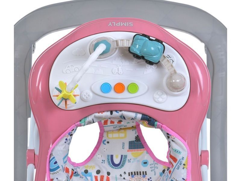 Ходунки El Camino ME 1215 SIMPLY Pink, музыкальные, 8 колес, стопор, на батарейках, розовые bab-375153 фото