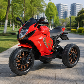 Детский мотоцикл Kawasaki Ninja M 5050ELR-3 на радиоуправлении, красный, 2 мотора по 25W, EVA, кожа, MP3, USB, свет и музыка mp-337108 фото
