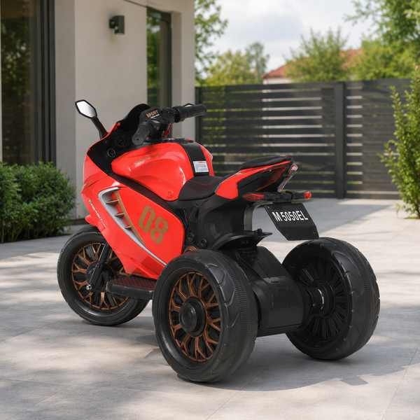 Дитячий мотоцикл Kawasaki Ninja M 5050ELR-3 на радіокеруванні, червоний, 2 мотори по 25W, EVA, шкіра, MP3, USB, світло та музика mp-337108 фото
