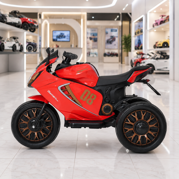 Дитячий мотоцикл Kawasaki Ninja M 5050ELR-3 на радіокеруванні, червоний, 2 мотори по 25W, EVA, шкіра, MP3, USB, світло та музика mp-337108 фото