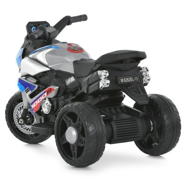 Детский мотоцикл BMW S1000R M 6262EL-11, 2 мотора по 25W, EVA, кожа, Bluetooth, USB, TF, серый mp-331256 фото