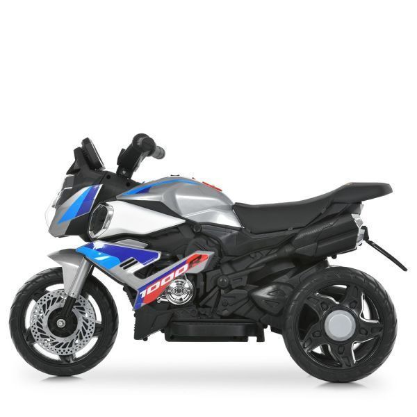 Детский мотоцикл BMW S1000R M 6262EL-11, 2 мотора по 25W, EVA, кожа, Bluetooth, USB, TF, серый mp-331256 фото