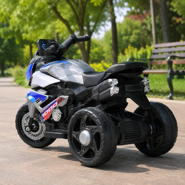 Детский мотоцикл BMW S1000R M 6262EL-11, 2 мотора по 25W, EVA, кожа, Bluetooth, USB, TF, серый mp-331256 фото