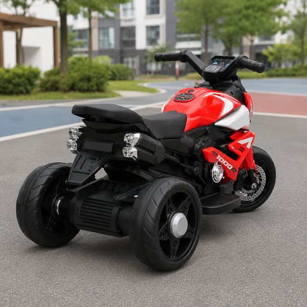 Дитячий мотоцикл BMW S1000R M 6262EL-3, 2 мотори по 25W, EVA, шкіра, Bluetooth, USB, TF, червоний mp-331257 фото