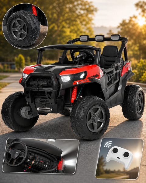 Двомісний дитячий електромобіль Джип-багі UTV Racing 4x4 M 6368EBLR-3 червоний, 4 мотори по 200W, EVA, екошкіра, MP3, Bluetooth mp-344740 фото