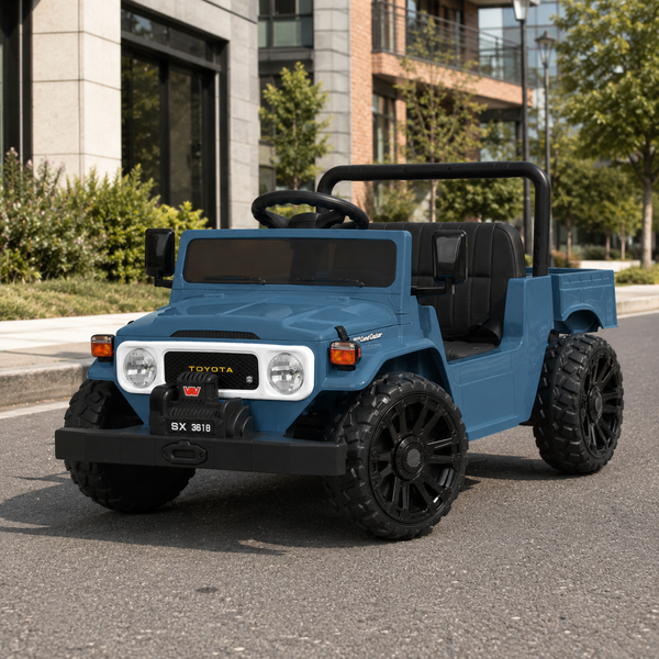 Дитячий електромобіль Джип Toyota Land Cruiser Pickup M 6308EBLR-4 синій, 2 мотори по 35W, EVA, шкіра, Bluetooth, MP3 mp-337122 фото