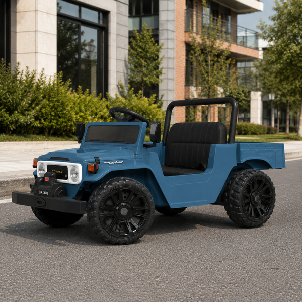 Дитячий електромобіль Джип Toyota Land Cruiser Pickup M 6308EBLR-4 синій, 2 мотори по 35W, EVA, шкіра, Bluetooth, MP3 mp-337122 фото