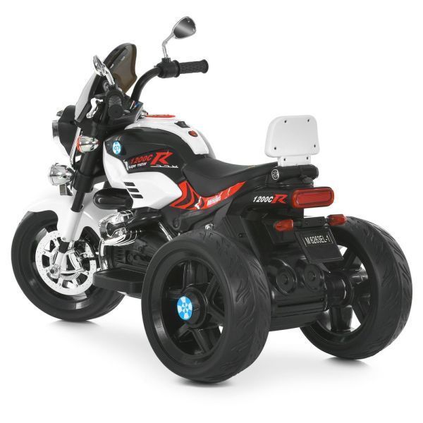 Мотоцикл M 6263EL-1 1*12V7AH, 2*25W, BLUETOOTH, USB, TF, EVA, музика, світло, шкіра, білий mp-330728 фото