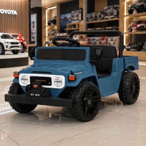 Дитячий електромобіль Джип Toyota Land Cruiser Pickup M 6308EBLR-4 синій, 2 мотори по 35W, EVA, шкіра, Bluetooth, MP3 mp-337122 фото
