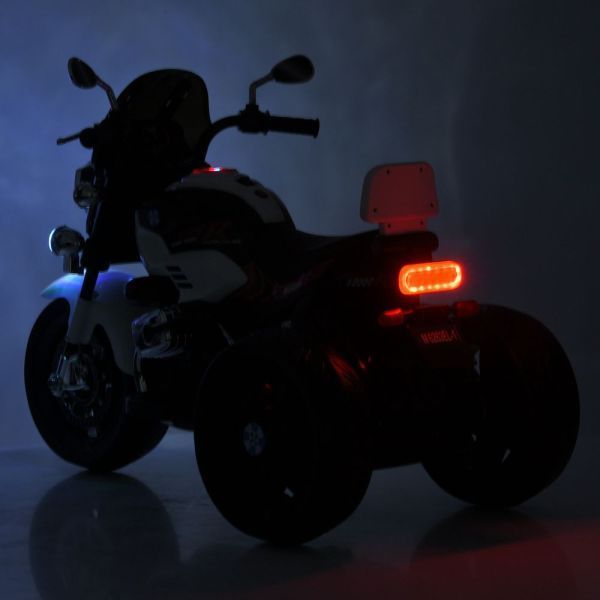 Мотоцикл M 6263EL-1 1*12V7AH, 2*25W, BLUETOOTH, USB, TF, EVA, музика, світло, шкіра, білий mp-330728 фото