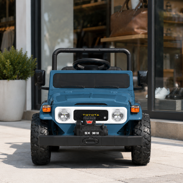 Дитячий електромобіль Джип Toyota Land Cruiser Pickup M 6308EBLR-4 синій, 2 мотори по 35W, EVA, шкіра, Bluetooth, MP3 mp-337122 фото