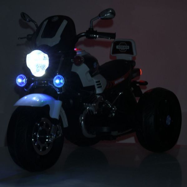 Мотоцикл M 6263EL-1 1*12V7AH, 2*25W, BLUETOOTH, USB, TF, EVA, музика, світло, шкіра, білий mp-330728 фото