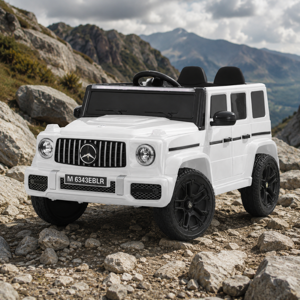Дитячий електромобіль Джип Mercedes-AMG G 63 / G-Class Гелендваген M 6343EBLR-1 білий, 4 мотори по 35W, EVA, шкіра, MP3, USB, TF, Bluetooth mp-346374 фото