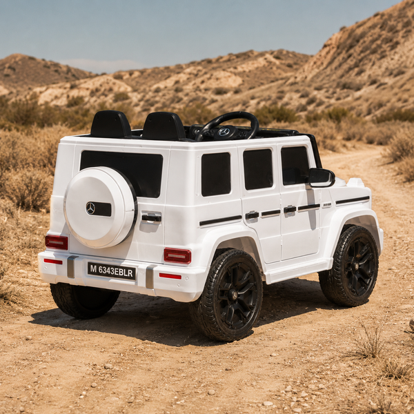 Дитячий електромобіль Джип Mercedes-AMG G 63 / G-Class Гелендваген M 6343EBLR-1 білий, 4 мотори по 35W, EVA, шкіра, MP3, USB, TF, Bluetooth mp-346374 фото