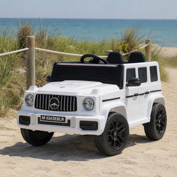 Дитячий електромобіль Джип Mercedes-AMG G 63 / G-Class Гелендваген M 6343EBLR-1 білий, 4 мотори по 35W, EVA, шкіра, MP3, USB, TF, Bluetooth mp-346374 фото