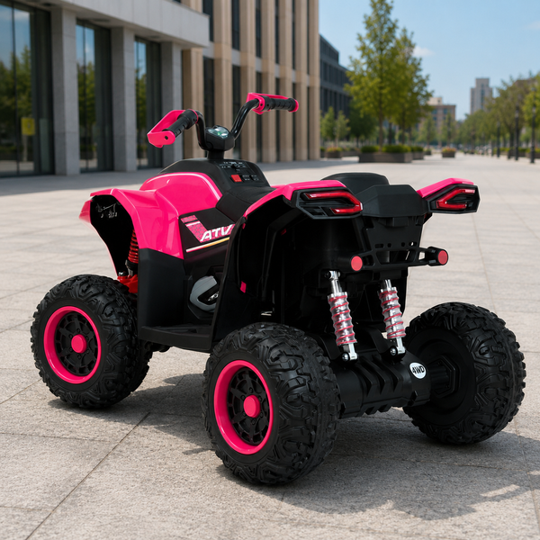 Детский квадроцикл M 6128EBLR-8(24V) Bambi Racer, 4 мотора по 75W, EVA, кожа, Bluetooth, пульт, розовый mp-310287 фото
