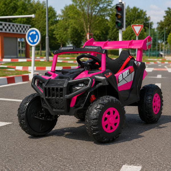 Дитячий електромобіль Джип Багги M 6347EBLR-8, 4 мотори по 35W, MP3, Bluetooth, EVA, шкіра, рожевий mp-349357 фото