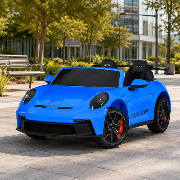 Дитячий електромобіль Porsche 911 GT3 RS M 6111EBLR-4 двомісний, 2 мотори по 320W, EVA, екошкіра, Bluetooth, MP3, синій mp-337193 фото
