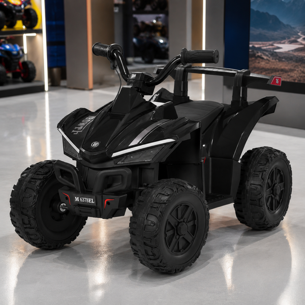 Дитячий квадроцикл M 6378EL-2 чорний, 2 мотори по 25W, EVA, шкіра, Bluetooth, світло, музика mp-348104 фото