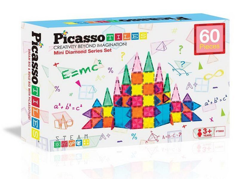 Магнітний конструктор PicassoTiles Mini Diamond Series Set, 60 деталей bab-396294 фото