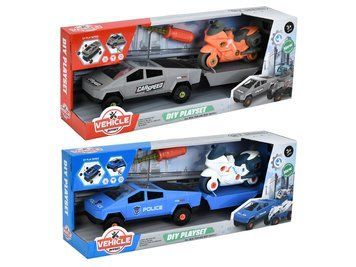 Конструктор на шурупах Машина з причепом 53 см 7654-B1A-B1B, з викруткою, BabyToys bab-386624 фото
