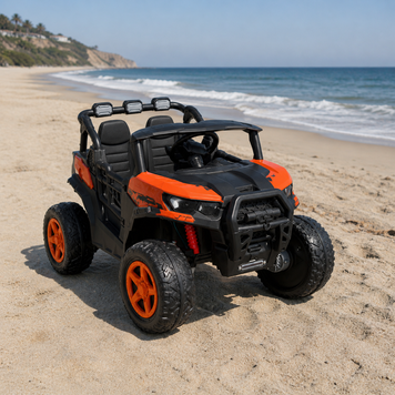 Двухместный детский электромобиль Джип-багги M 6368EBLR-7 UTV Racing 4x4, 4 мотора по 200W, MP3, Bluetooth, EVA, кожа, оранжевый mp-345380 фото