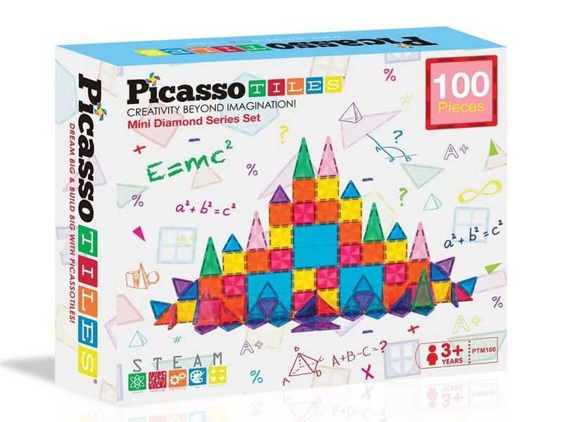 Магнітний конструктор PicassoTiles Mini Diamond Series Set, 100 деталей bab-396295 фото