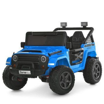 Дитячий електромобіль Джип Jeep Wrangler M 6287EBLR-4 двомісний синій, 4 мотори по 45W, EVA, шкіра, Bluetooth mp-332245 фото