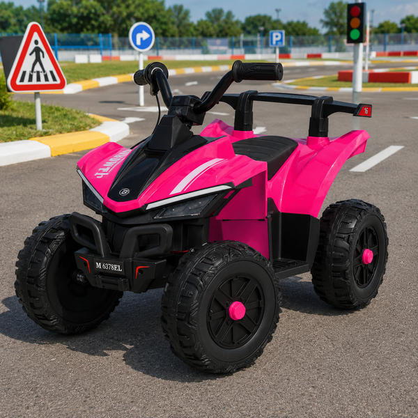 Дитячий квадроцикл M 6378EL-8 рожевий, 2 мотори по 25W, EVA, шкіра, Bluetooth, світло, музика mp-348107 фото