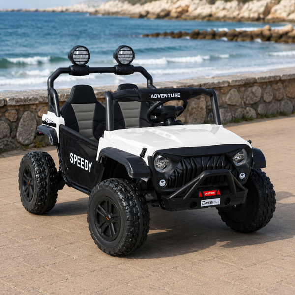 Детский электромобиль Джип Багги UTV Speedy Adventure M 6206EBLR-1 двухместный, 4 мотора по 45W, EVA, кожа, Bluetooth, MP3, USB, белый mp-315895 фото