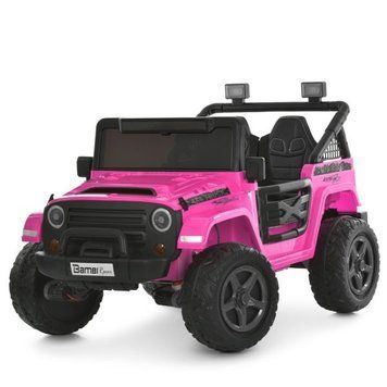 Дитячий електромобіль Джип Jeep Wrangler M 6287EBLR-8 двомісний рожевий, 4 мотори по 45W, EVA, шкіра, Bluetooth mp-332246 фото