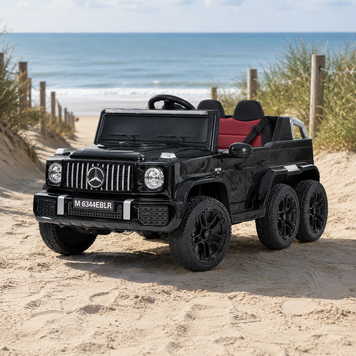 Дитячий електромобіль Джип Mercedes-AMG G 63 6x6 Гелендваген M 6344EBLRS-2, 6 моторів по 35W, EVA, шкіра, MP3, USB, TF, Bluetooth, чорний, автофарбування mp-346389 фото